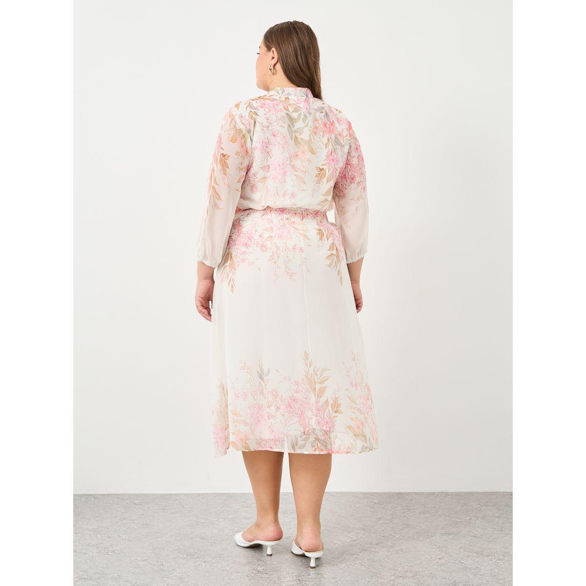 فستان ميدي بمقاس كبير بطبعة زهور-women-clothing-dresses-image-5
