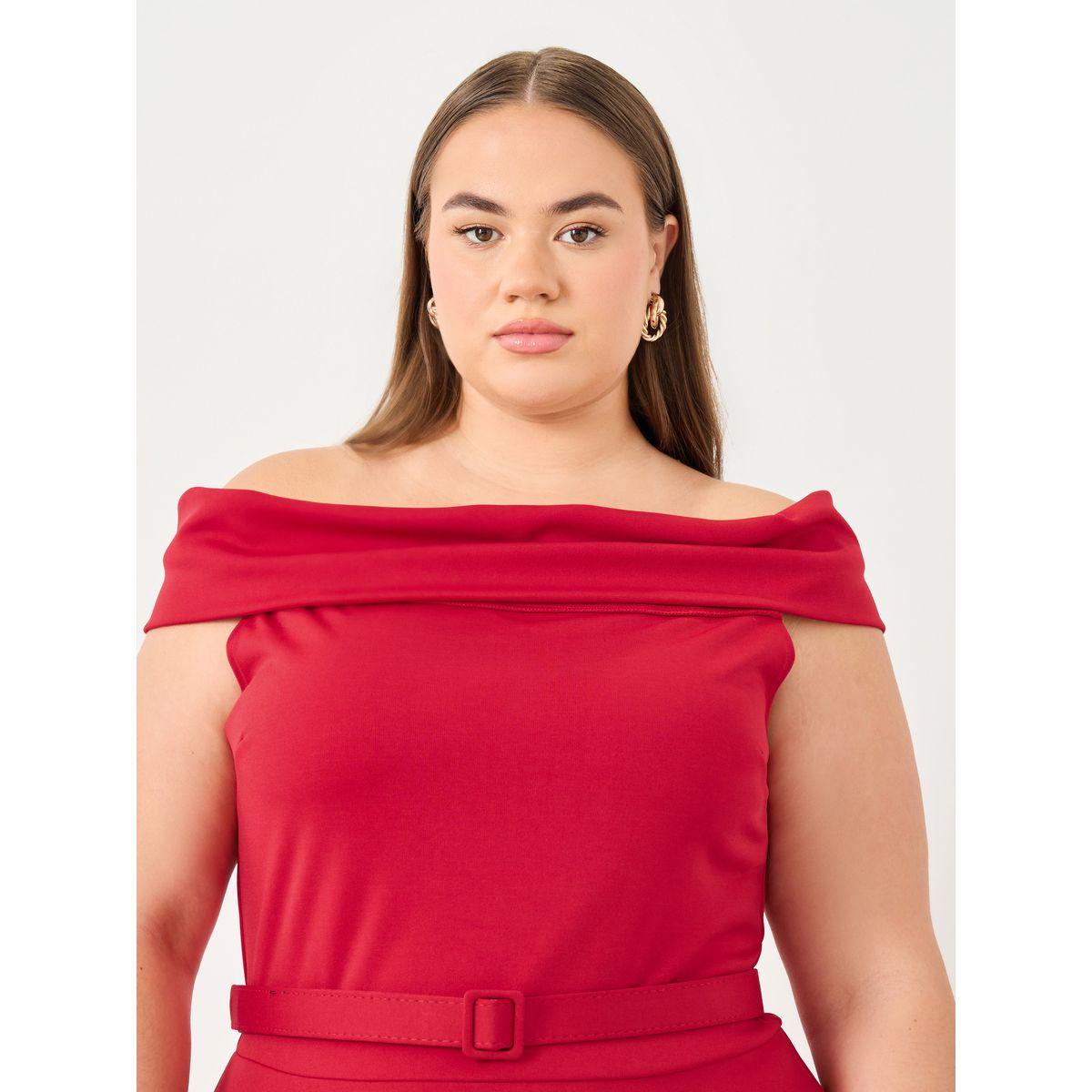 فستان طويل بمقاس كبير بأكتاف مكشوفة مع تفاصيل حزام-women-clothing-dresses-image-4