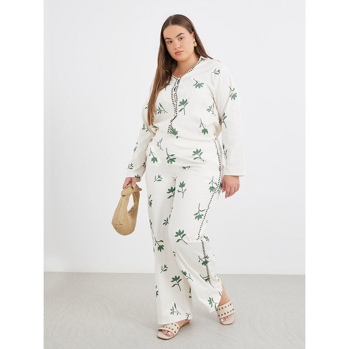 Styli Plus Co-Ords Shirt with Floral Print and Wide Leg Pants-women-clothing-dresses-image-1