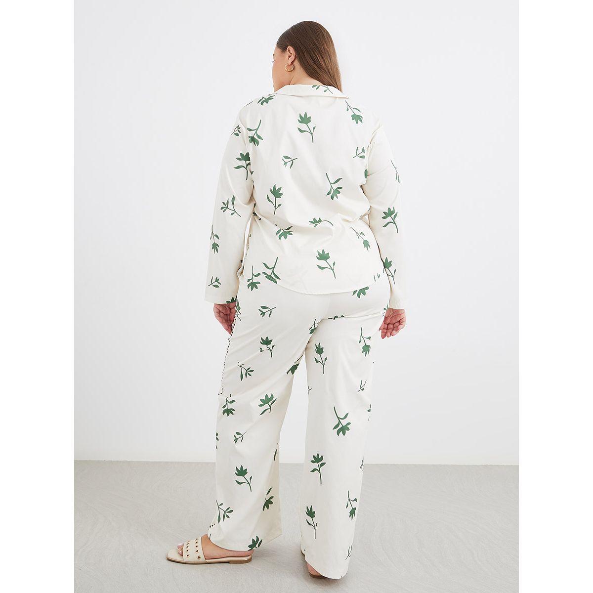 Styli Plus Co-Ords Shirt with Floral Print and Wide Leg Pants-women-clothing-dresses-image-4