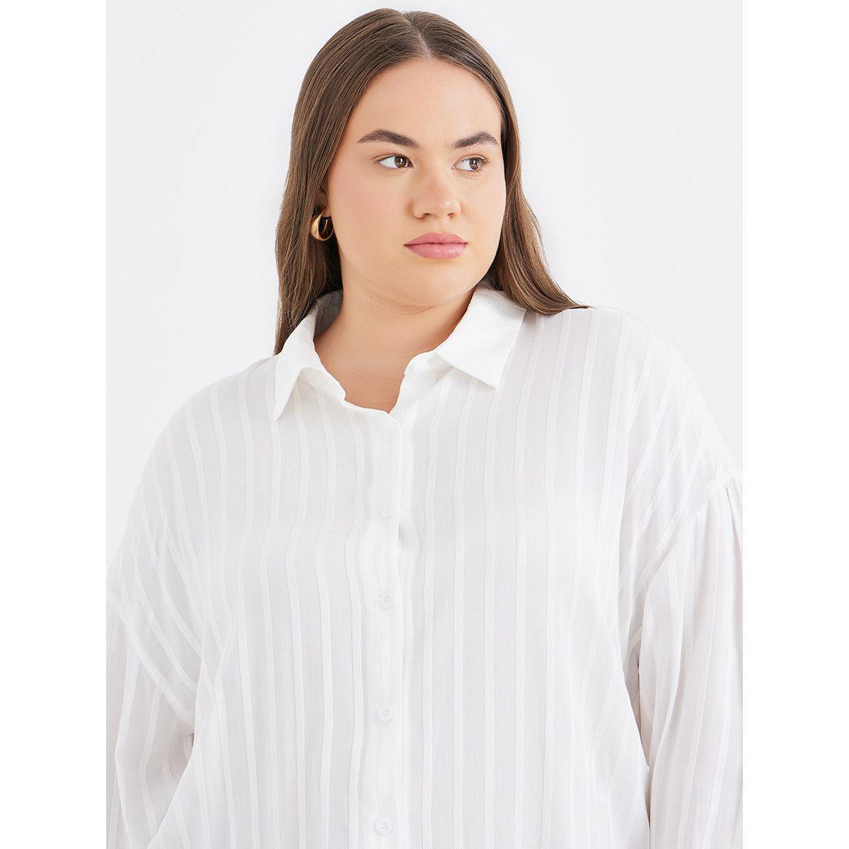 Styli Plus Longline Shirt with Textured Striped-women-clothing-shirtsandblouses-shirts-image-3