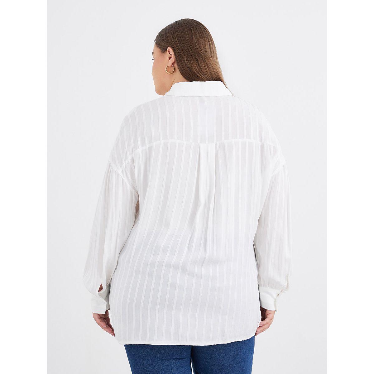Styli Plus Longline Shirt with Textured Striped-women-clothing-shirtsandblouses-shirts-image-4