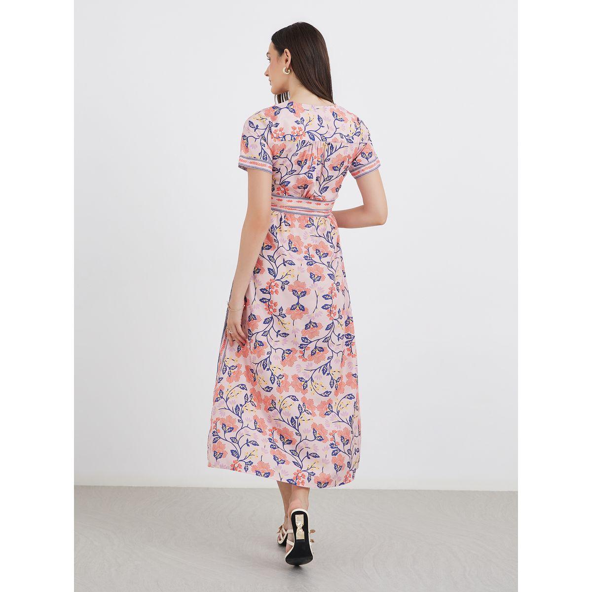 Styli All Over Print V Neck A-Line Maxi Dess-women-clothing-dresses-image-5