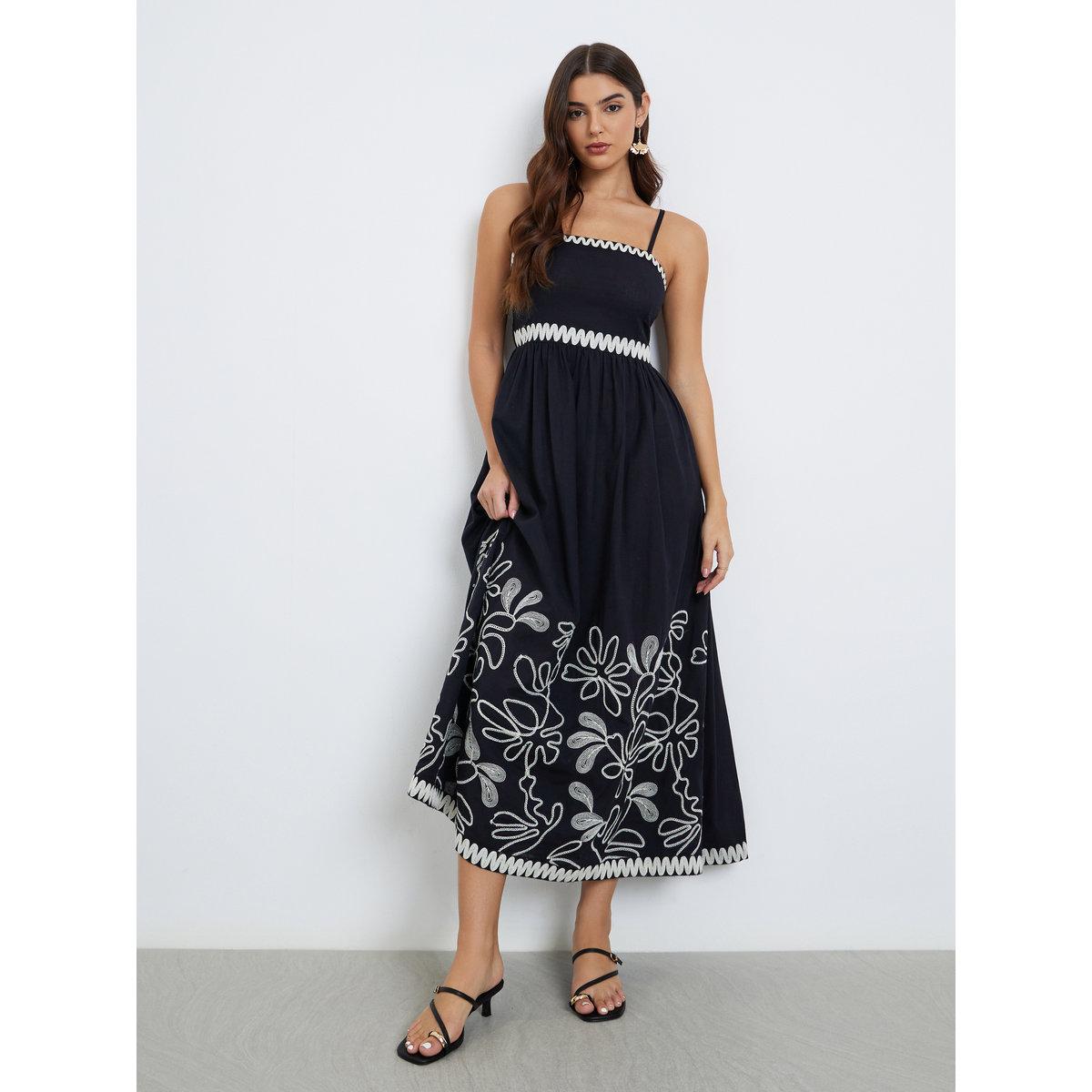 Styli Black Embroidered Strappy Maxi Dress-women-clothing-dresses-image-2