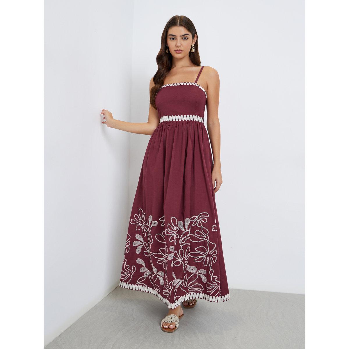 Styli Red Embroidered Strappy Maxi Dress-women-clothing-dresses-image-2