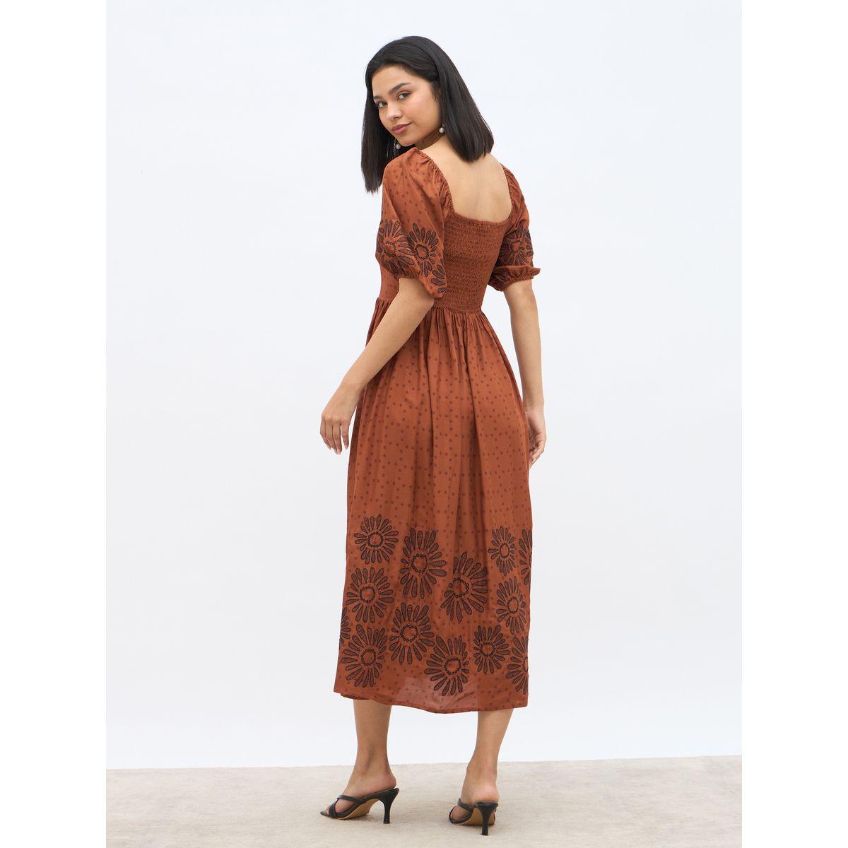 Styli Embroidered Puff Sleeves A-Line Midi Dress-women-clothing-dresses-image-5