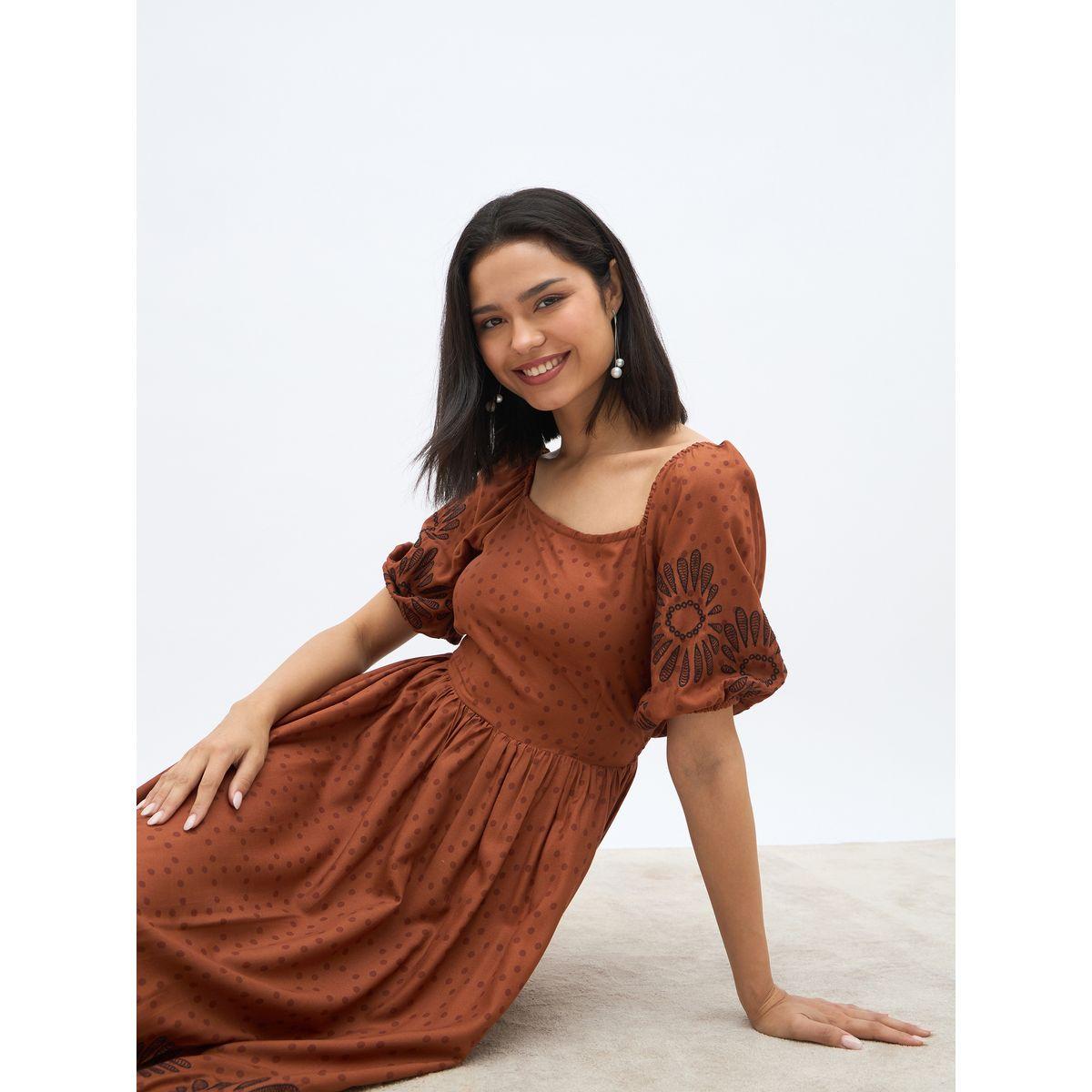 Styli Embroidered Puff Sleeves A-Line Midi Dress-women-clothing-dresses-image-6