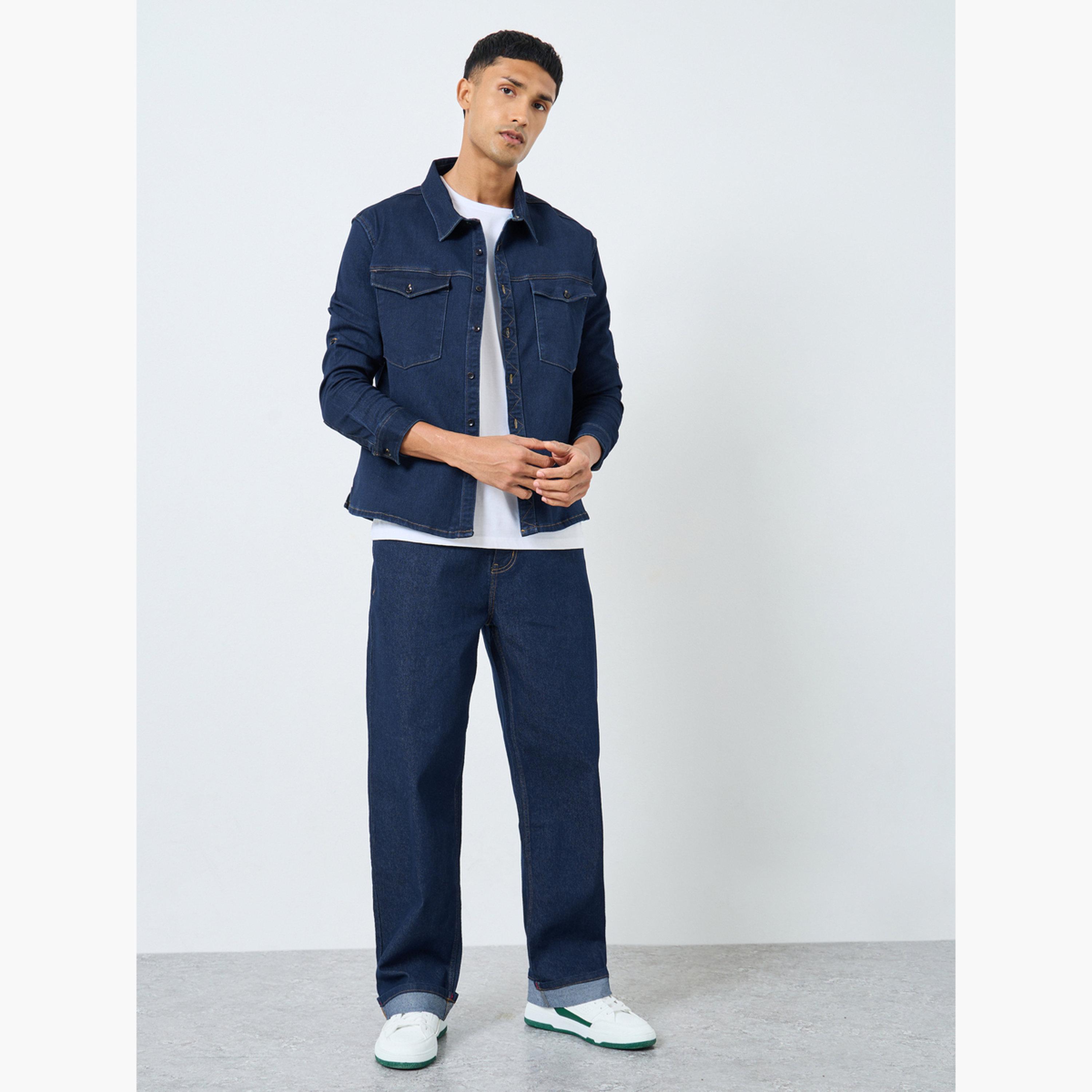 ستايلي - قميص جينز بقصّة مربعة للرجال-men-clothing-shirts-image-2