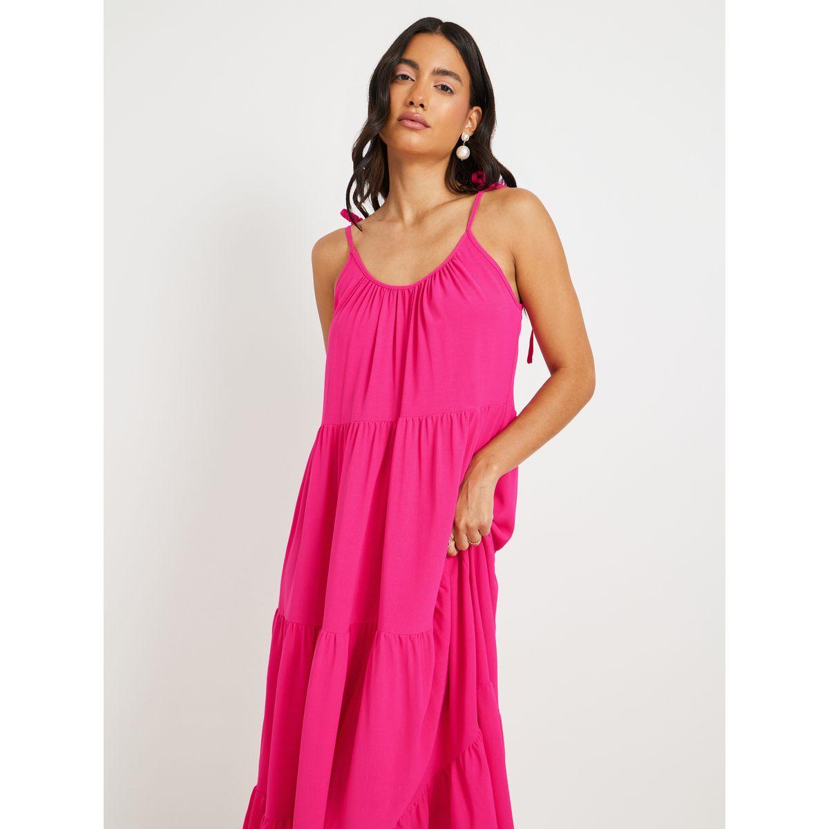 فستان طويل سادة بحمالات وكسرات-women-clothing-dresses-image-4