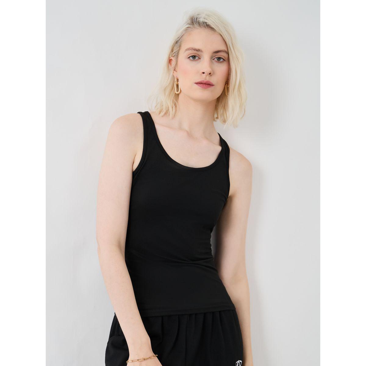 Styli Solid Round Neck Cami Top-women-clothing-tshirts-image-1