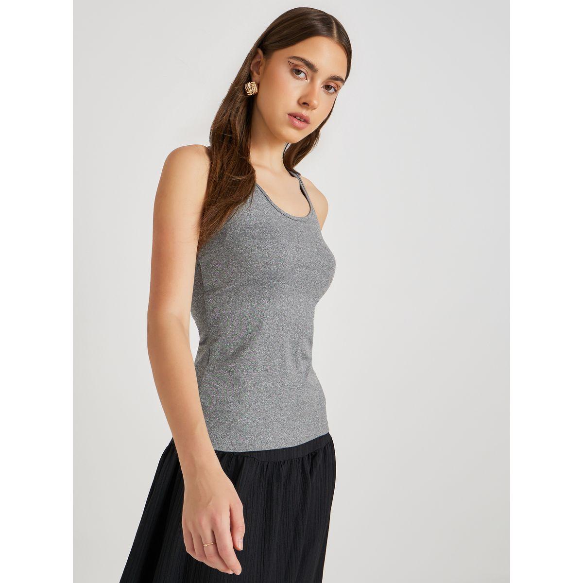 بلوزة كامي سادة بياقة دائرية-women-clothing-tshirts-image-1