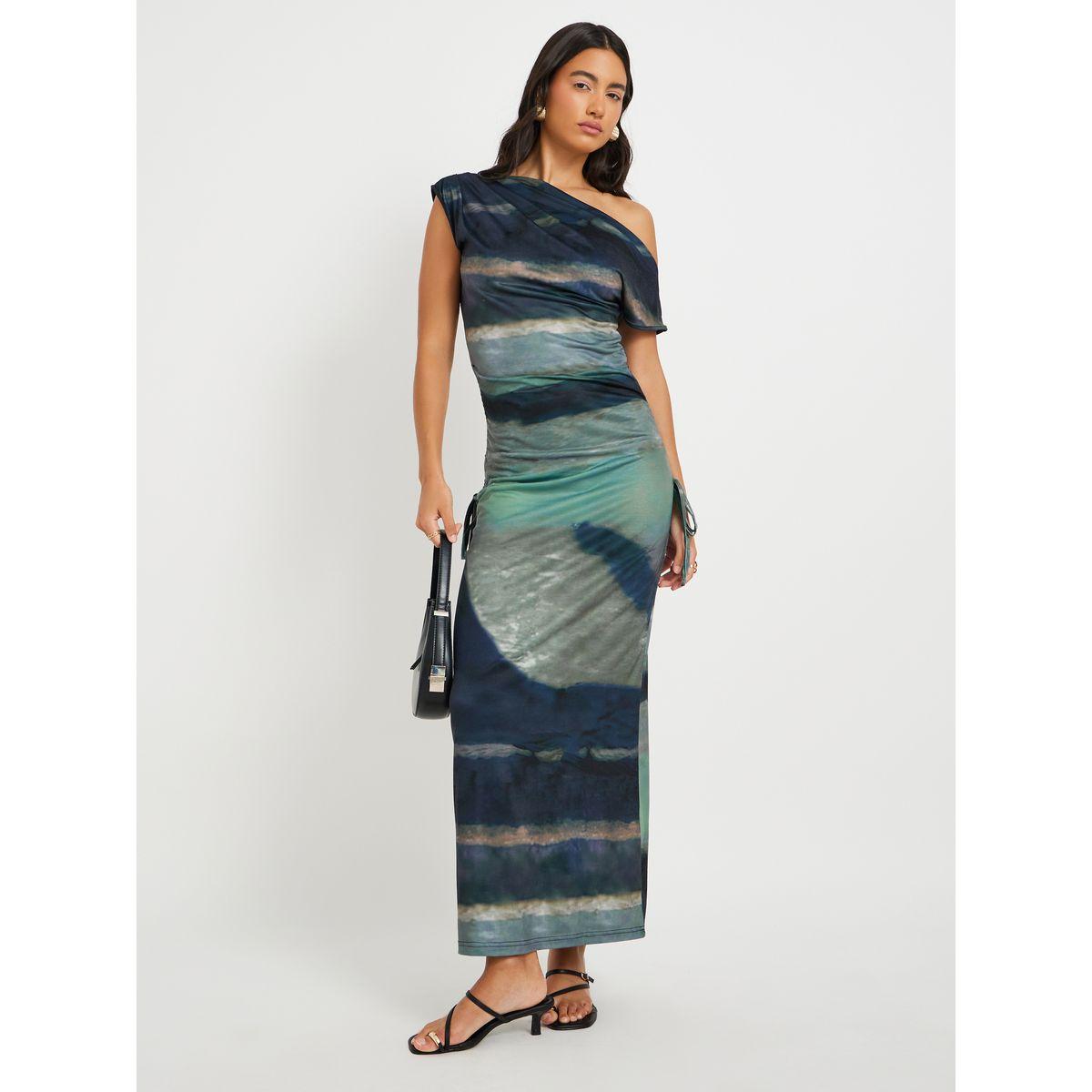 فستان طويل بديكون مطبع بطبعة أومبري-women-clothing-dresses-image-1