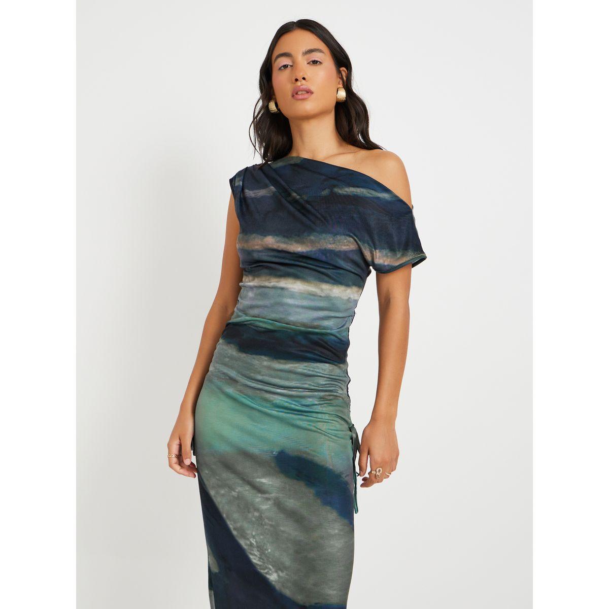 فستان طويل بديكون مطبع بطبعة أومبري-women-clothing-dresses-image-3