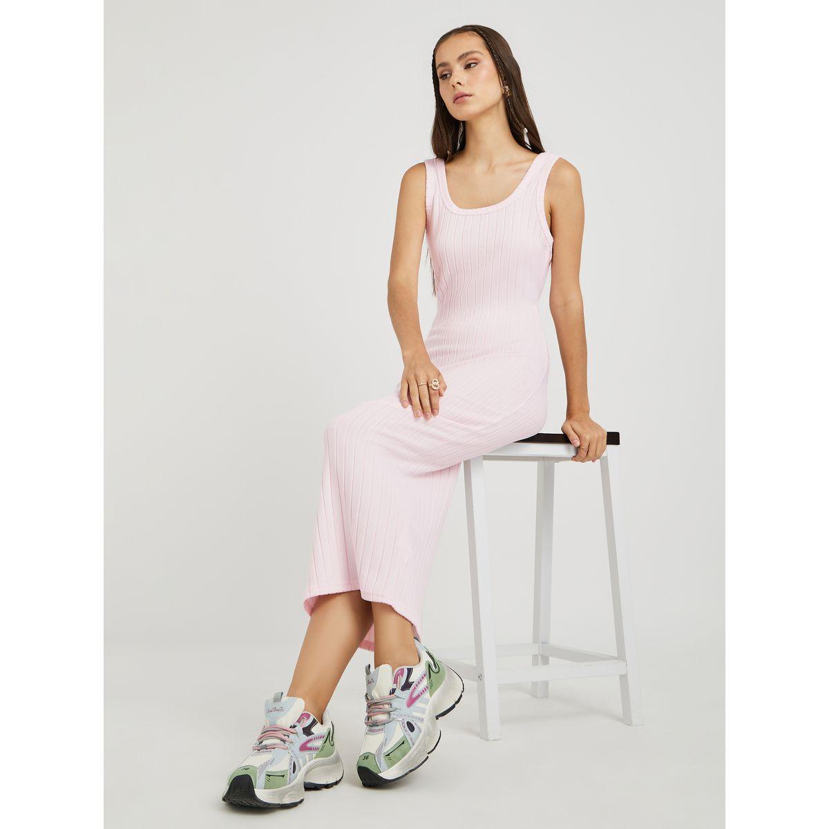 فستان ميدي مضلع بلا أكمام مع ياقة سكوب-women-clothing-dresses-image-1