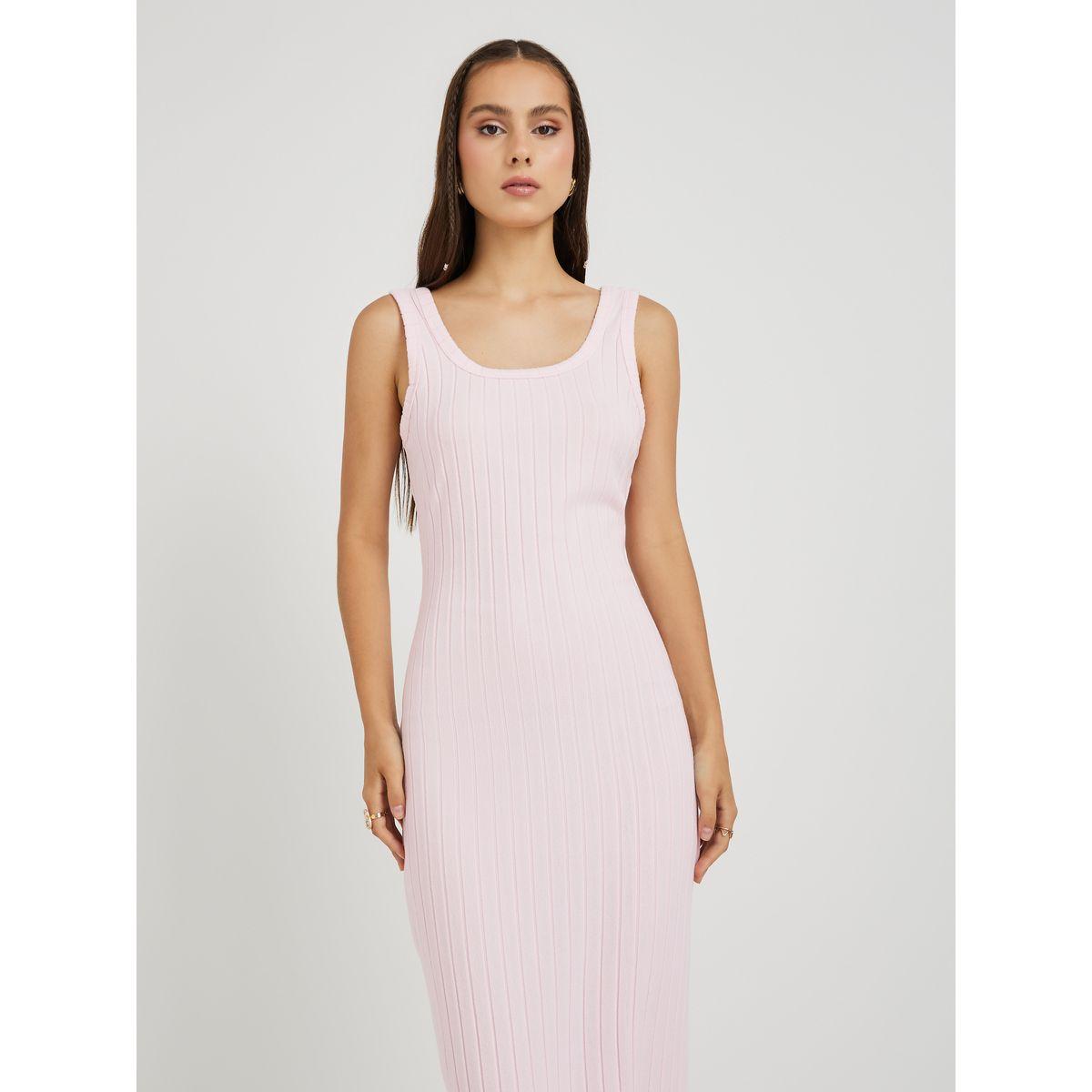 فستان ميدي مضلع بلا أكمام مع ياقة سكوب-women-clothing-dresses-image-3