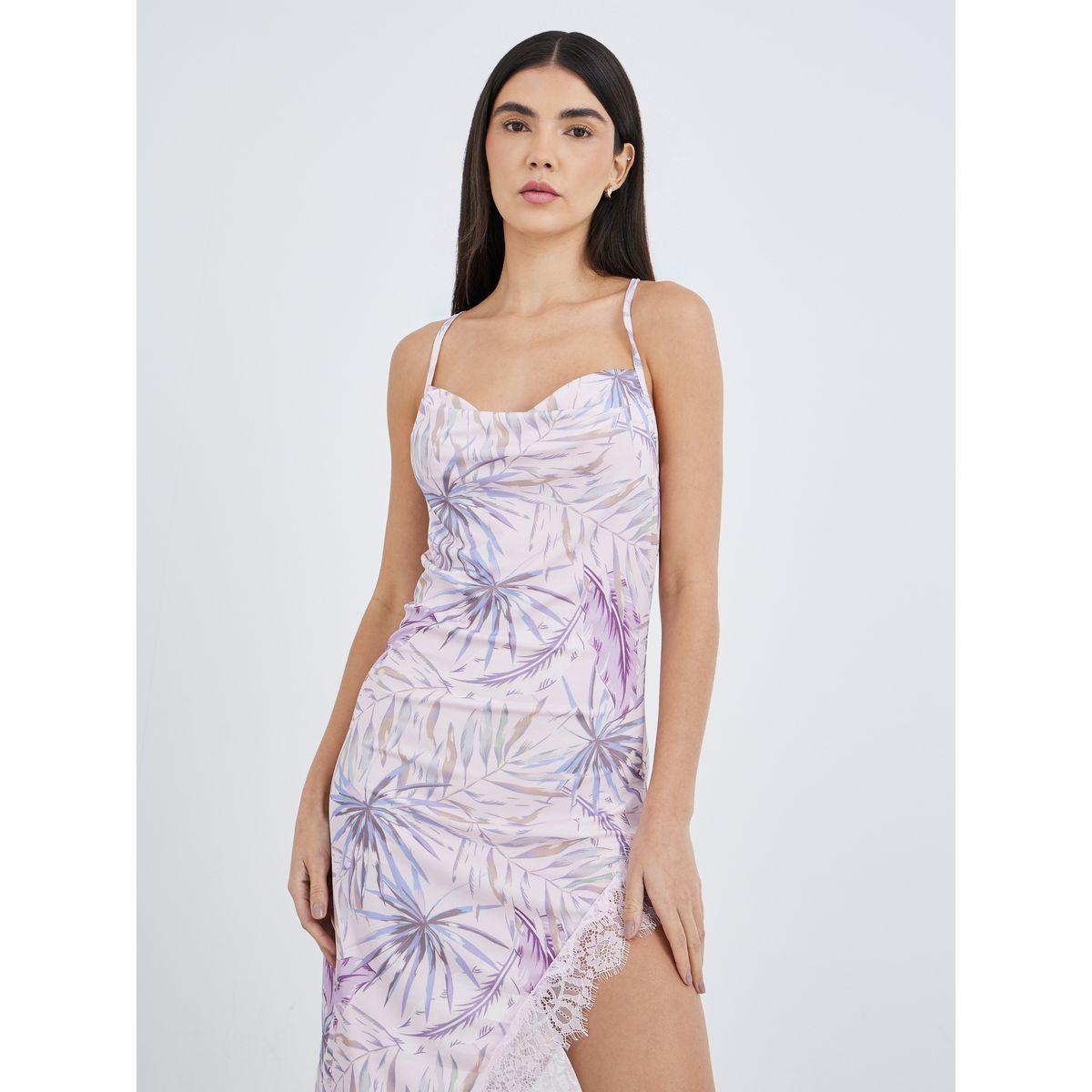 Styli Printed Strappy Slip Dress with Side Slit Detail-women-clothing-nightwear-nighties-image-2