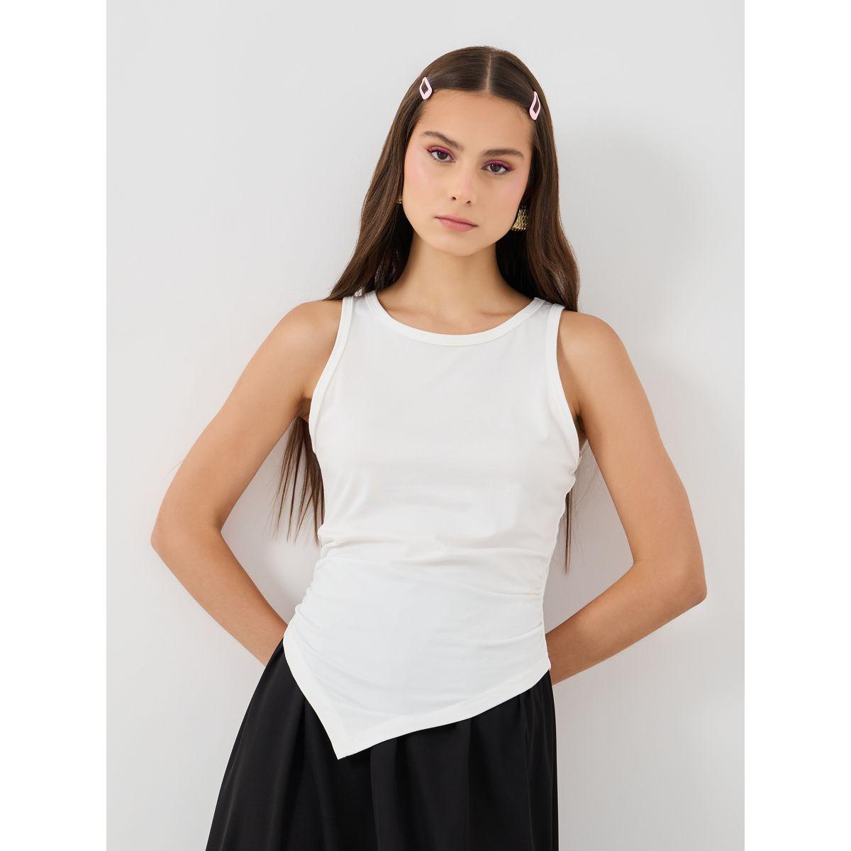 Styli Set of 2 - Solid Asymmetric Hem Cami Top-women-clothing-tshirts-image-2