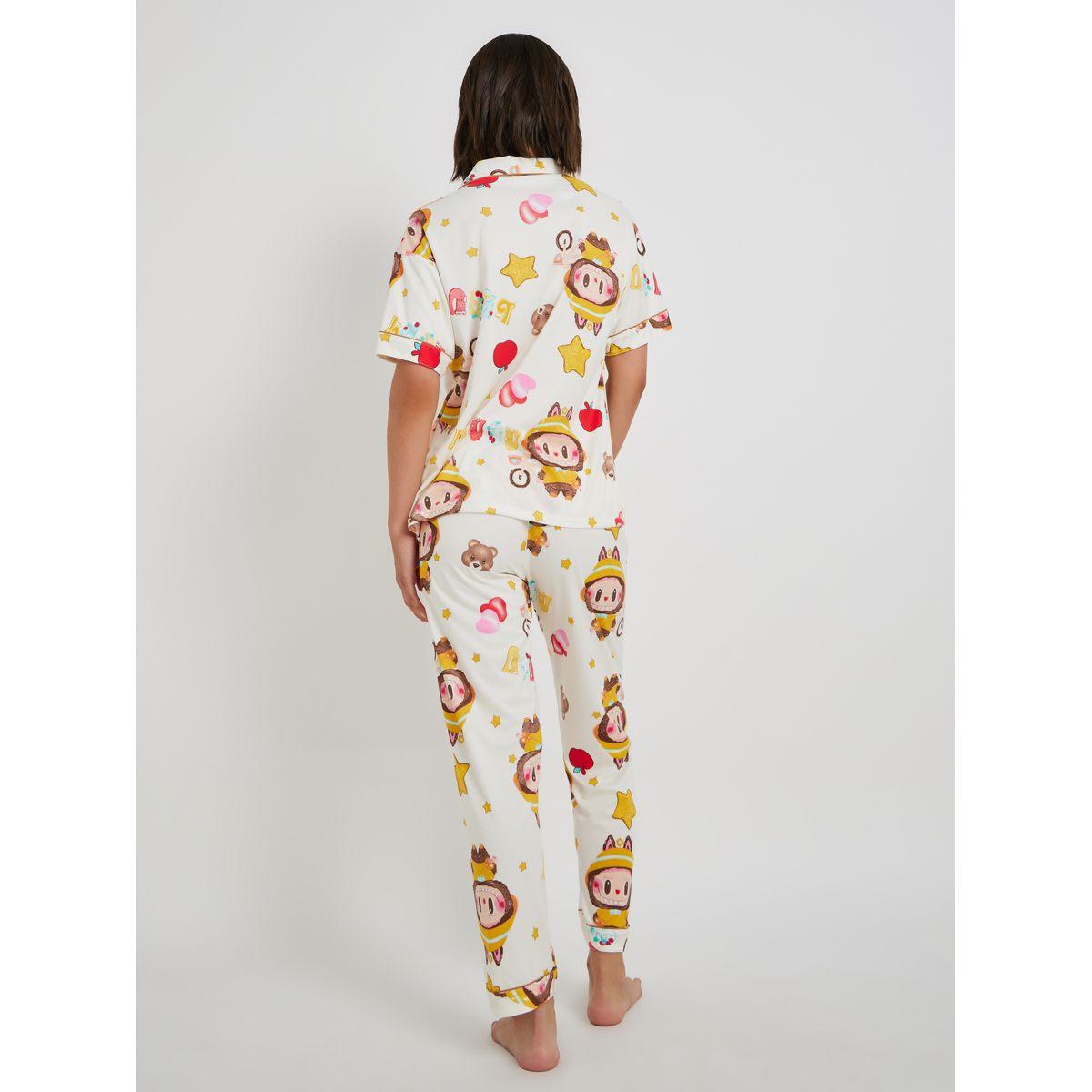 Styli All-Over Print Collared Shirt with Shorts and Pyjama Set-women-clothing-nightwear-pyjamas-longsets-image-5