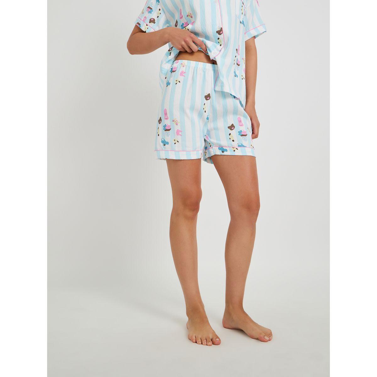 Styli All-Over Print Collared Shirt with Shorts and Pyjama Set-women-clothing-nightwear-pyjamas-longsets-image-6