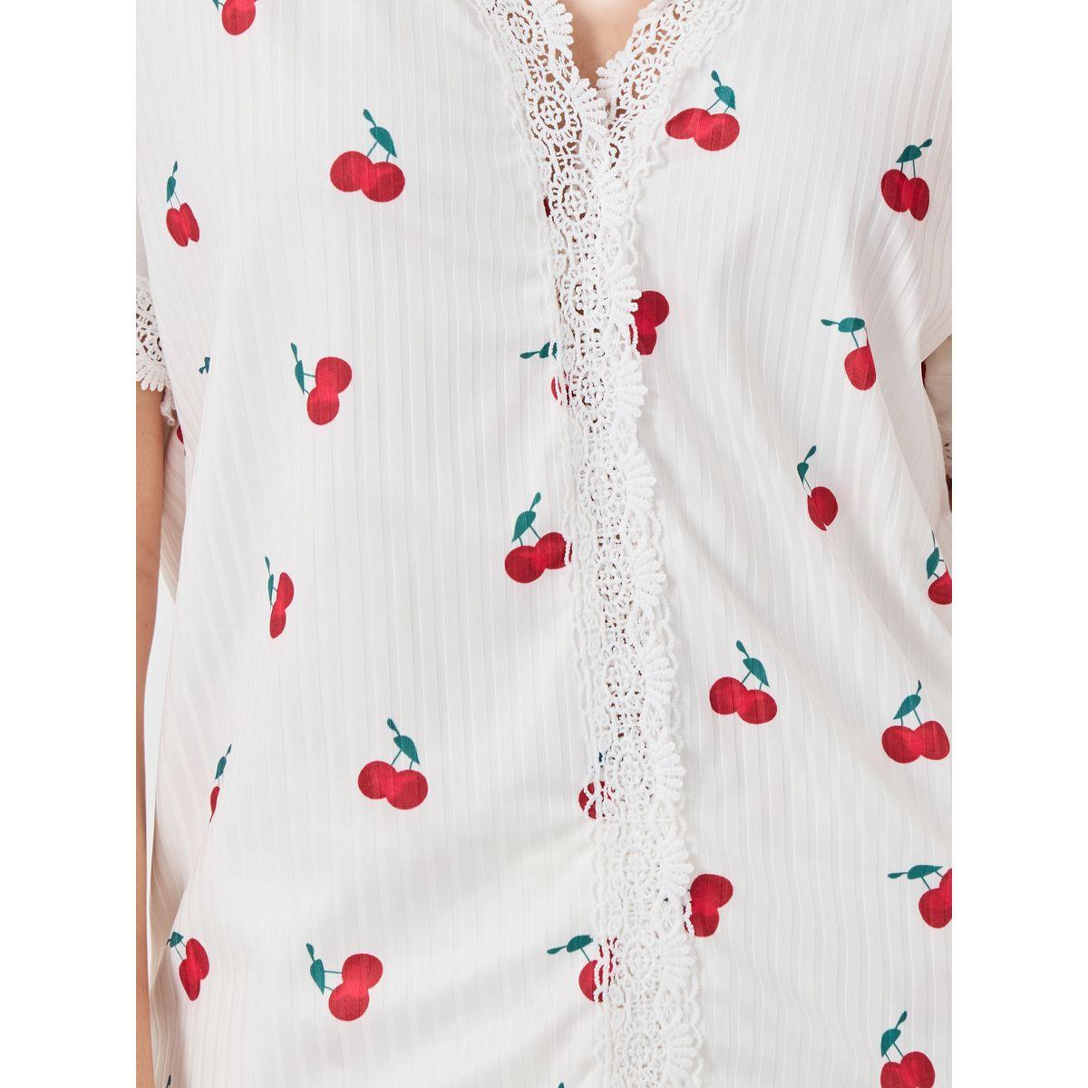 Styli Cherry Print V Neck T-Shirt and Pyjama Set-women-clothing-nightwear-pyjamas-longsets-image-4