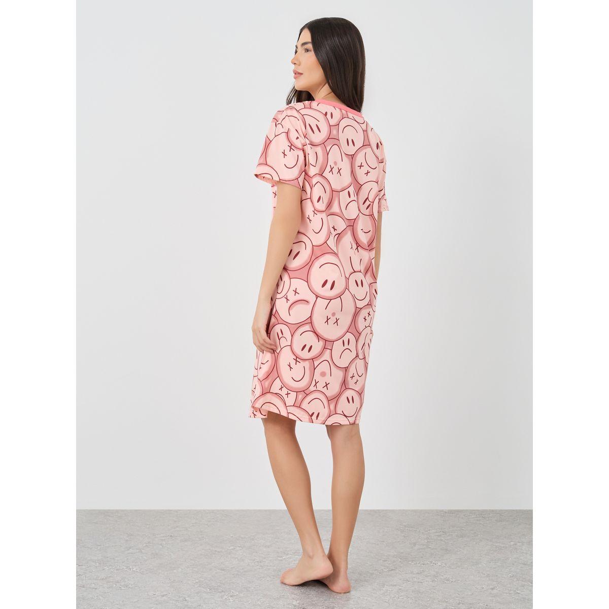 Styli All-Over Printed Short Sleeve Nightdress-women-clothing-nightwear-nighties-image-4