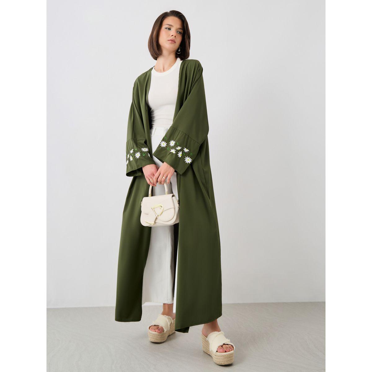 Styli Embroidered Long Sleeve Detail Solid Kimono-women-clothing-shirtsandblouses-shirts-image-1