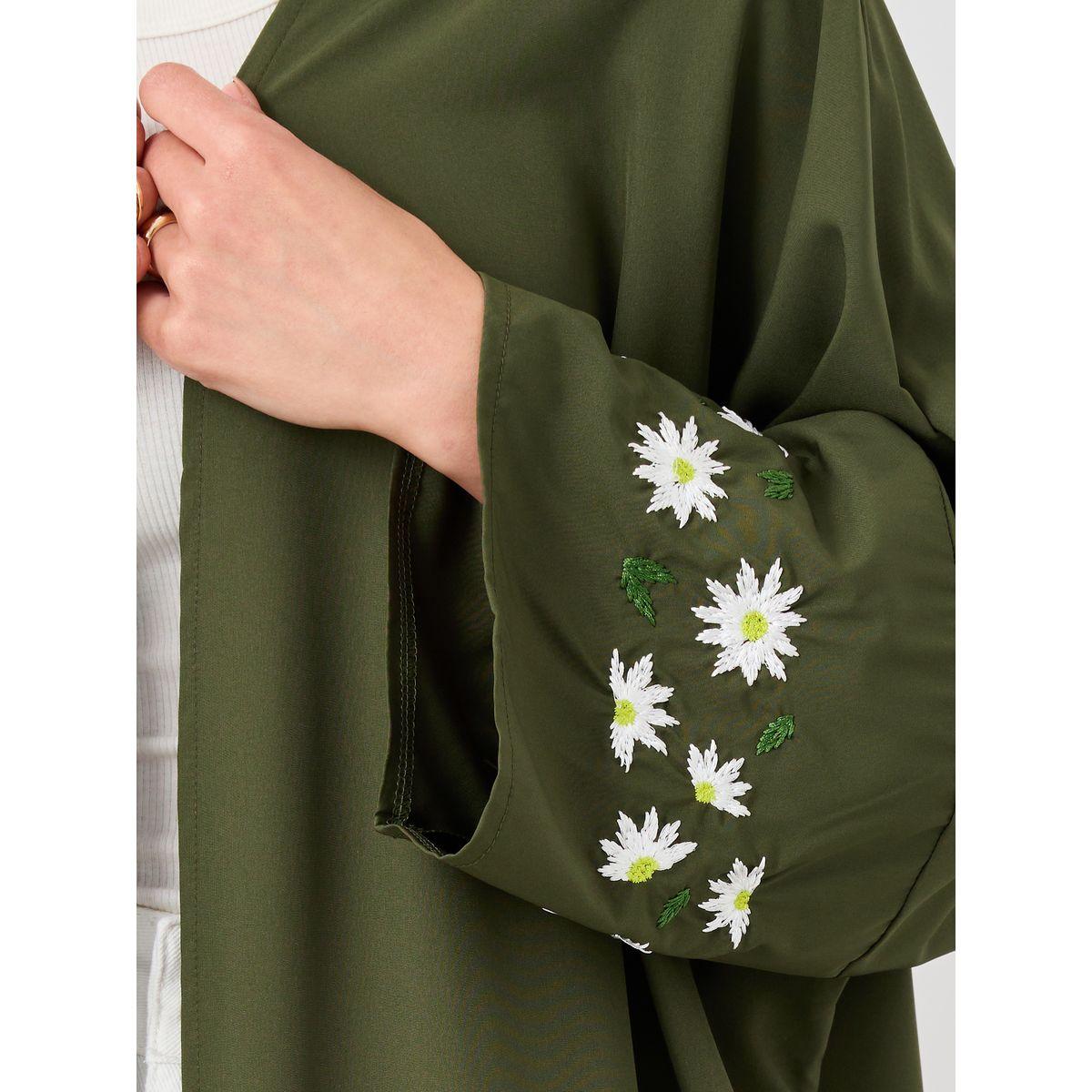 Styli Embroidered Long Sleeve Detail Solid Kimono-women-clothing-shirtsandblouses-shirts-image-3
