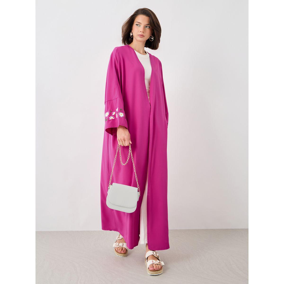 Styli Embroidered Long Sleeve Detail Solid Kimono-women-clothing-shirtsandblouses-shirts-image-1