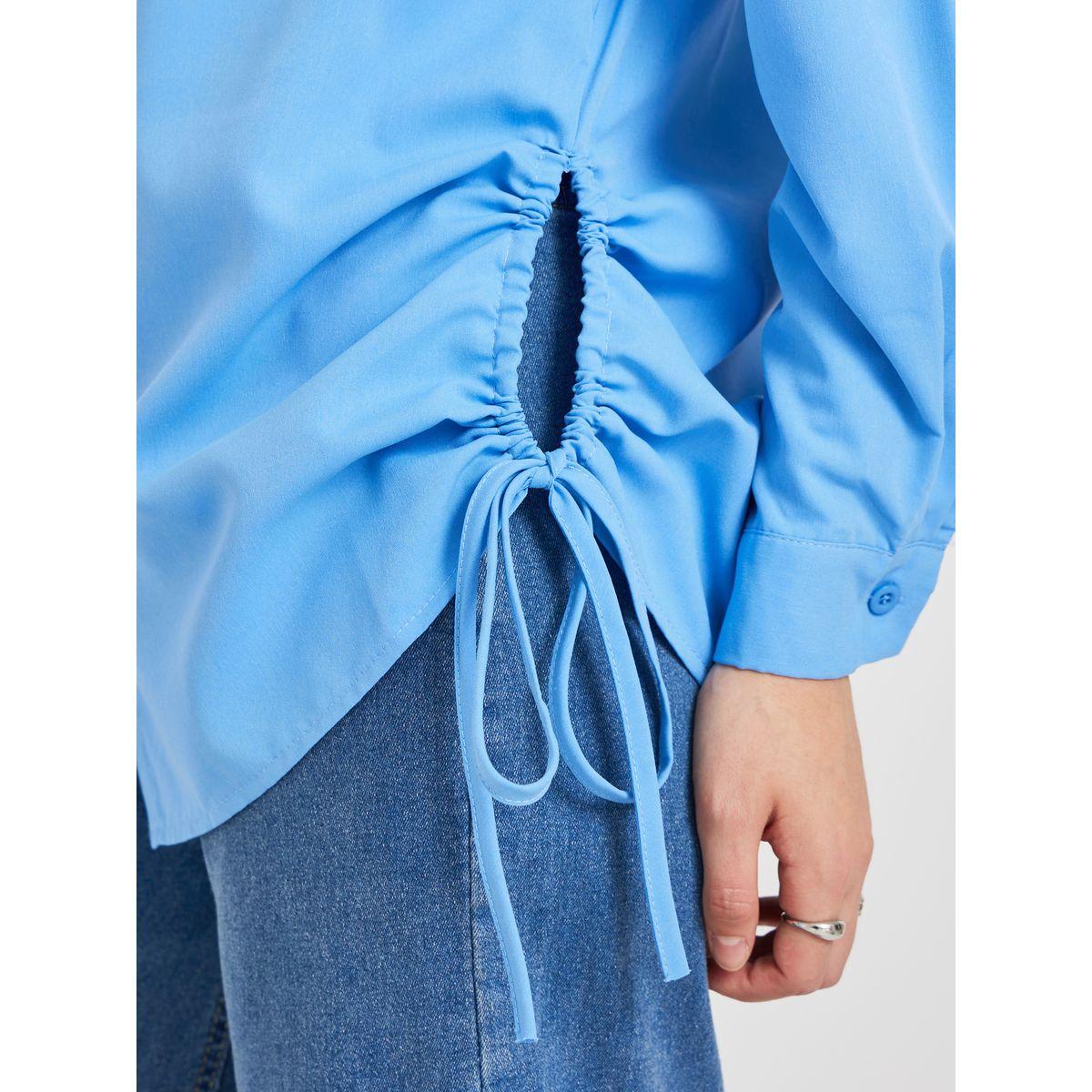 Styli Solid Drawstring Detail Oversized Shirt-women-clothing-shirtsandblouses-shirts-image-4