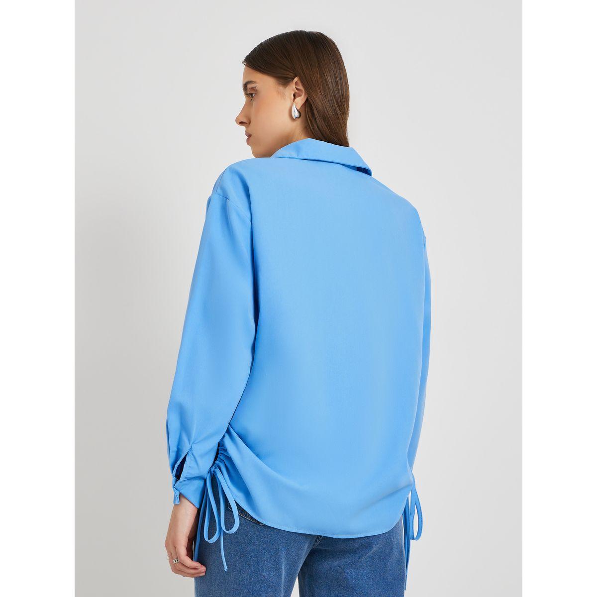 بلوزة فضفاضة سادة مع أربطة-women-clothing-shirtsandblouses-shirts-image-1