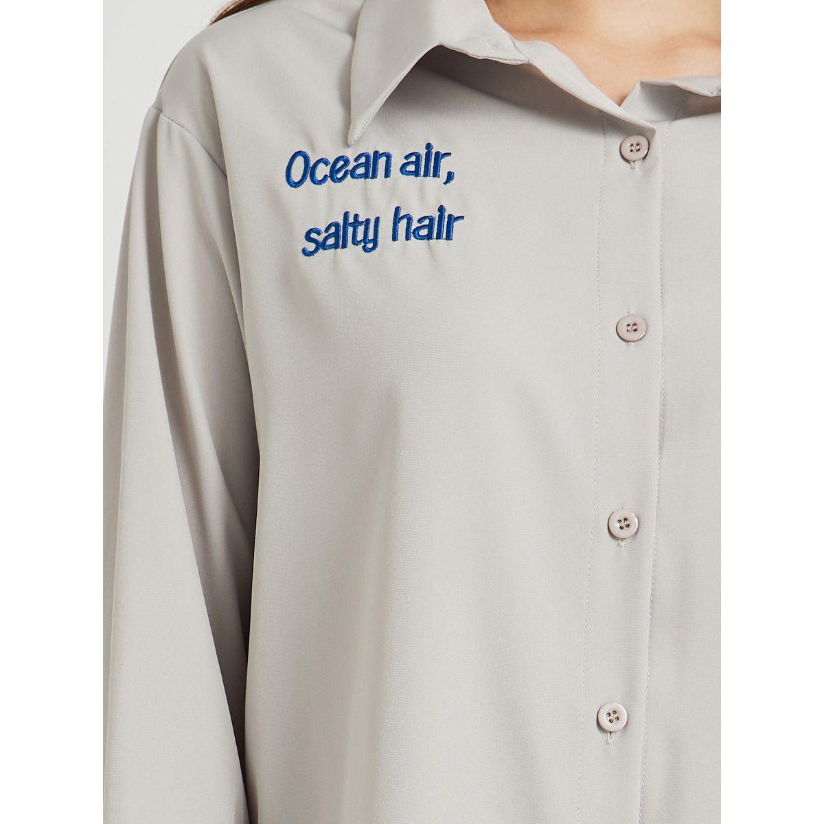 Styli Solid Slogan Embroidery Oversized Shirt-women-clothing-shirtsandblouses-shirts-image-3