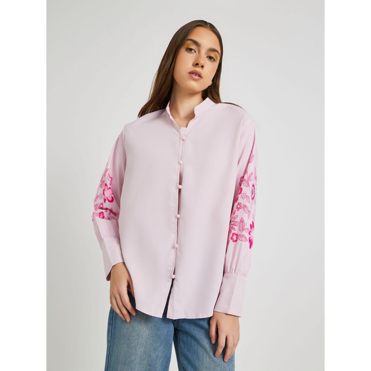 Styli Floral Print Buttoned Oversized Shirt-women-clothing-shirtsandblouses-shirts-image-1