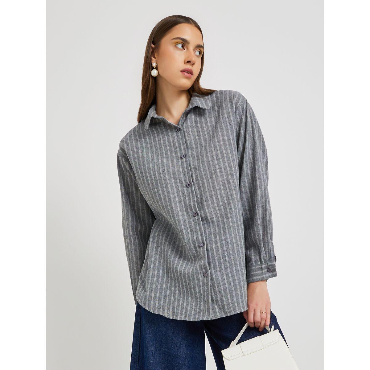 Styli Striped Spread Collar Regular Fit Shirt-women-clothing-shirtsandblouses-shirts-image-1