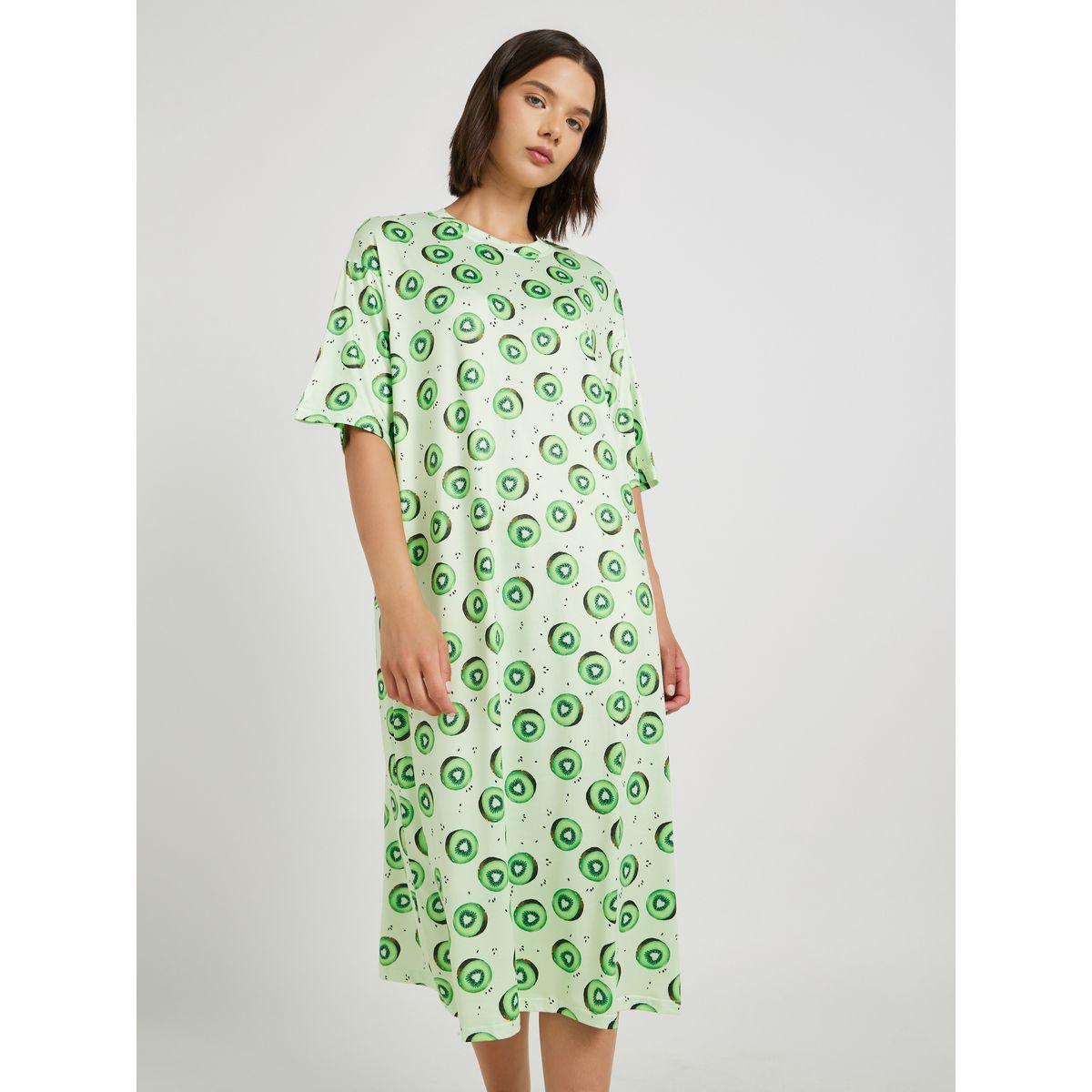 Styli All-Over Printed Shirt Sleeve Nightdress-women-clothing-nightwear-nighties-image-2