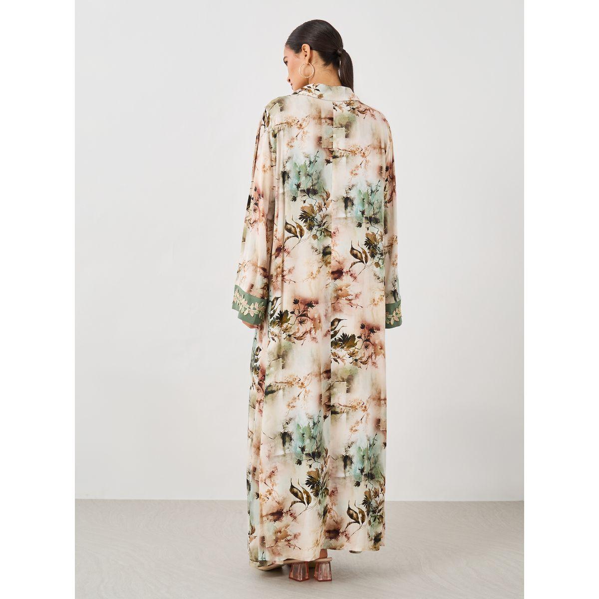 Styli Color Block Lace Detail A-Line Jalabiya-women-arabicclothing-jalabiyas-image-5
