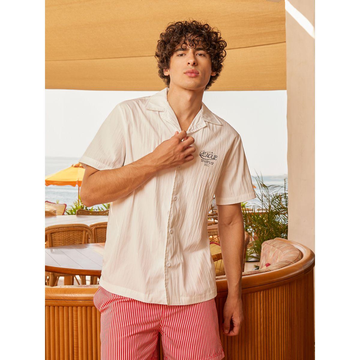 Styli Men White Graphic Print Resort Collar Relaxed Fit Shirt-men-clothing-shirts-image-6