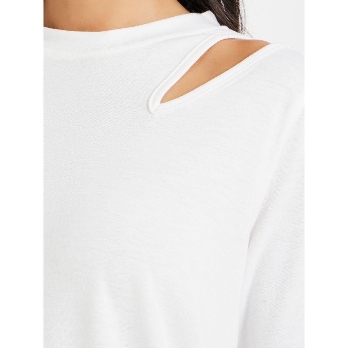 Styli Solid Round Neck Oversized T-Shirt with Cut Out Detail-women-clothing-tshirts-image-4