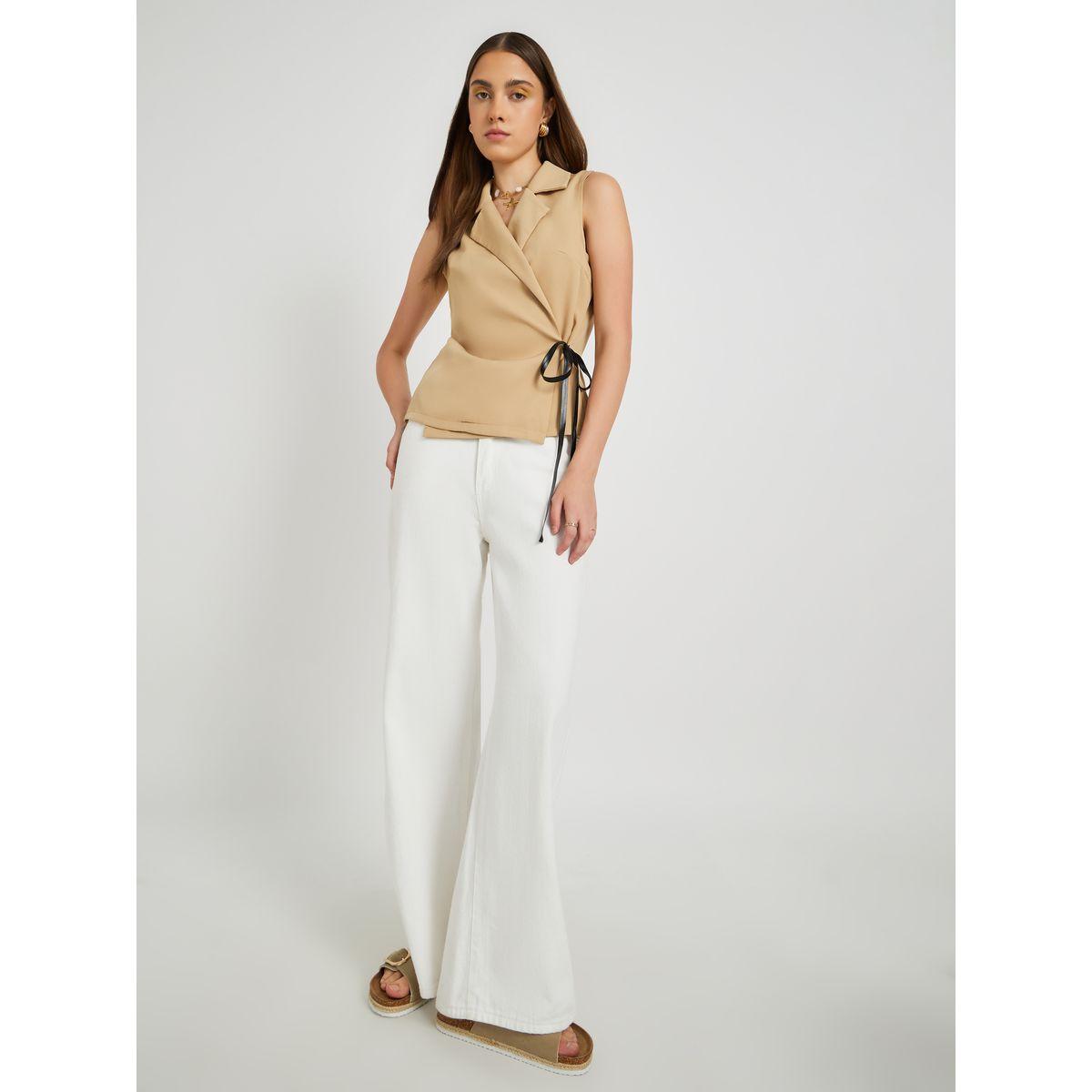بلوزة سادة بلا أكمام بنمط لف وأربطة-women-clothing-shirtsandblouses-blouses-image-2