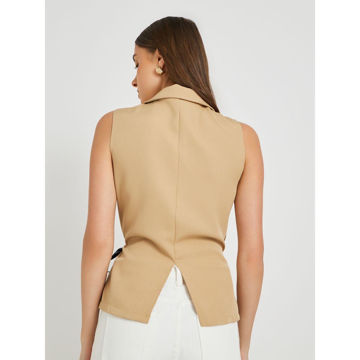 بلوزة سادة بلا أكمام بنمط لف وأربطة-women-clothing-shirtsandblouses-blouses-image-4
