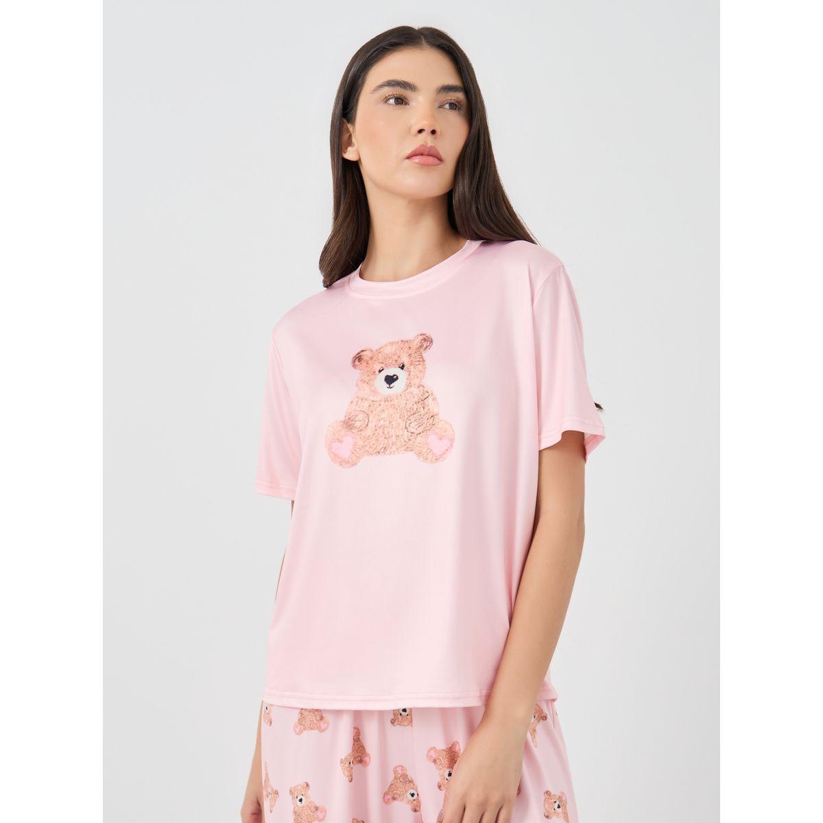 Styli Bear Graphic Print T-Shirt and Pyjama Set-women-clothing-nightwear-pyjamas-longsets-image-3
