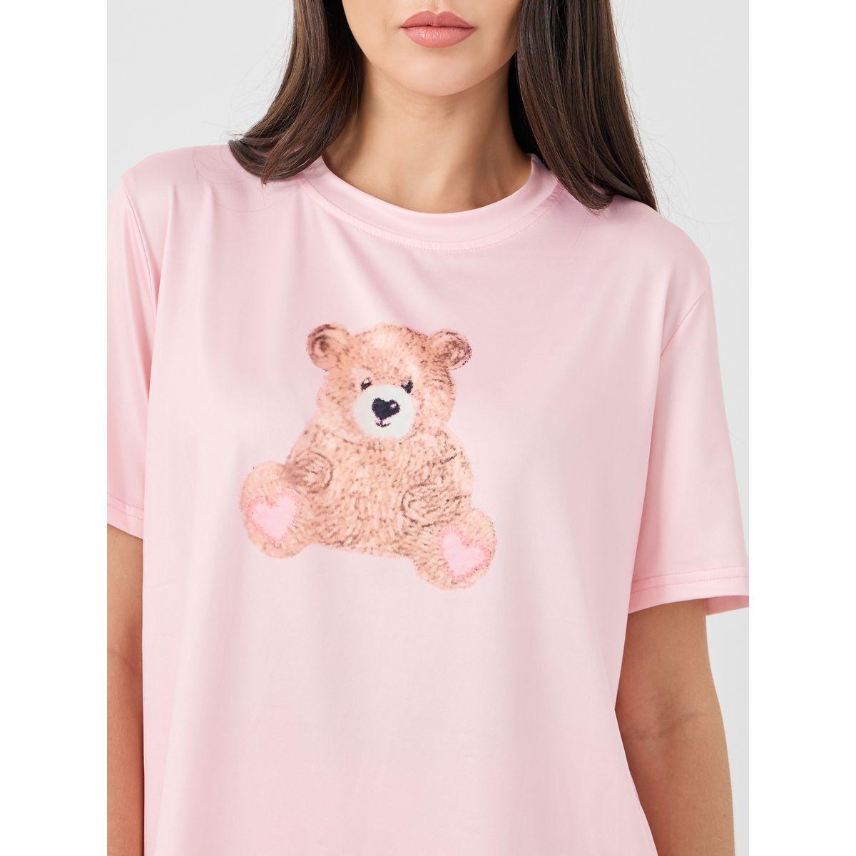Styli Bear Graphic Print T-Shirt and Pyjama Set-women-clothing-nightwear-pyjamas-longsets-image-4