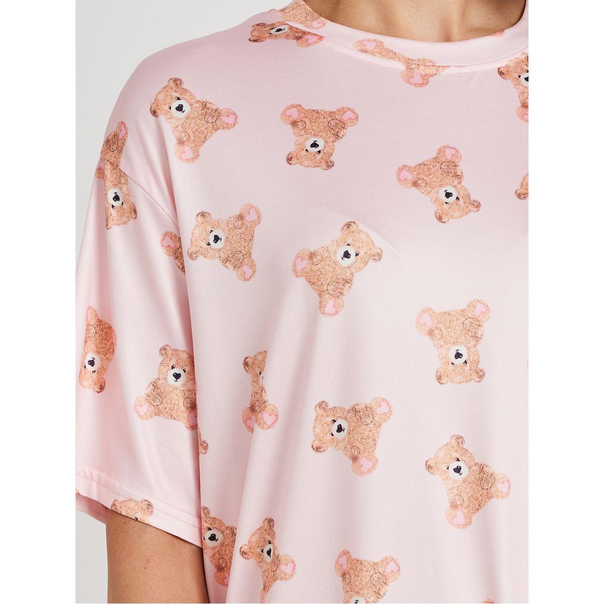 قميص نوم بياقة دائرية وطبعة جرافيك-women-clothing-nightwear-nighties-image-3