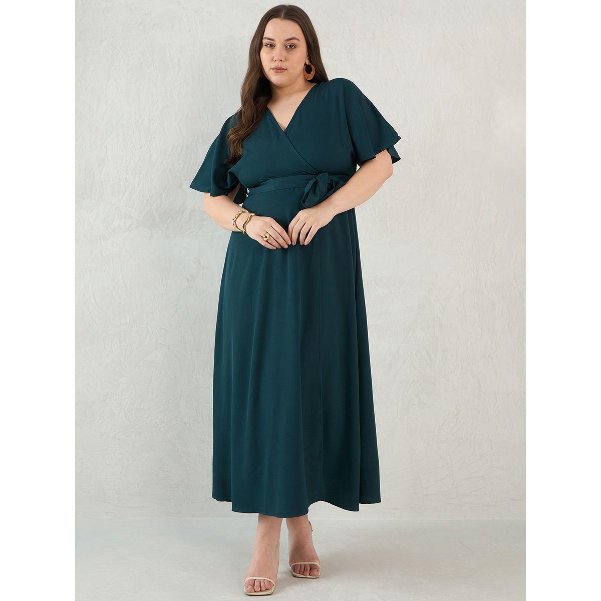 Femmella Solid V Neck Kimono Wrap Maxi Dress-women-clothing-dresses-image-1