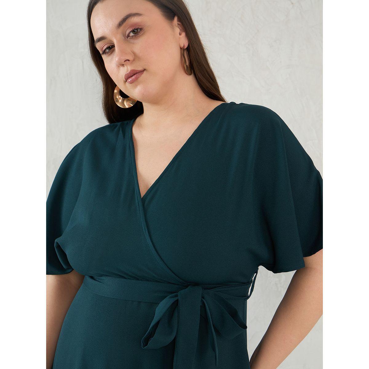 Femmella Solid V Neck Kimono Wrap Maxi Dress-women-clothing-dresses-image-4