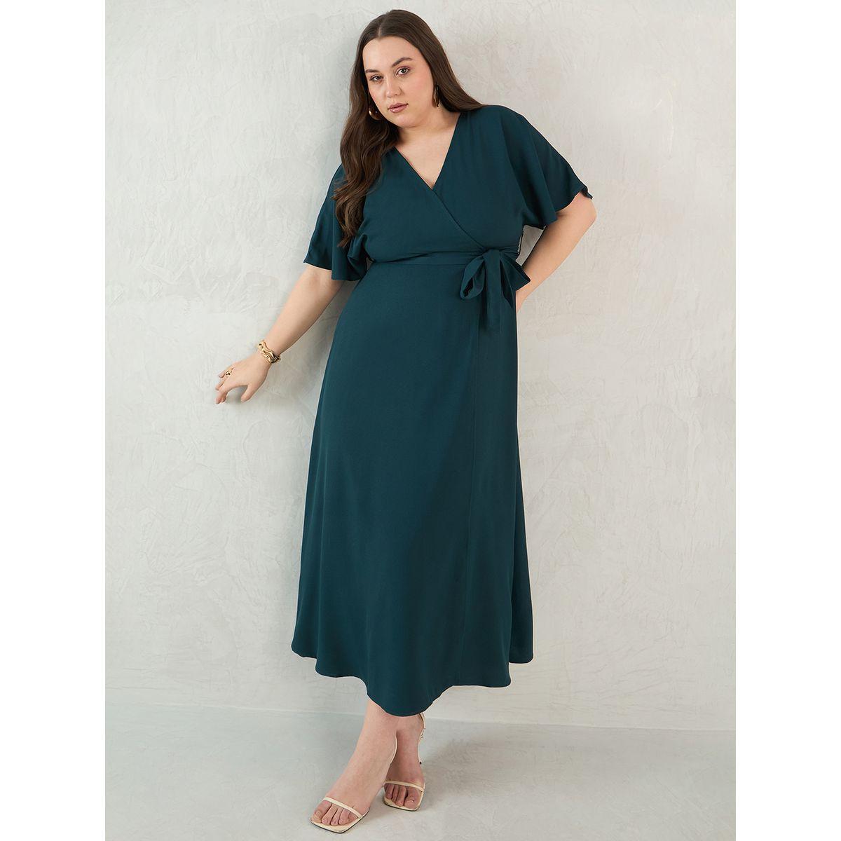 Femmella Solid V Neck Kimono Wrap Maxi Dress-women-clothing-dresses-image-6