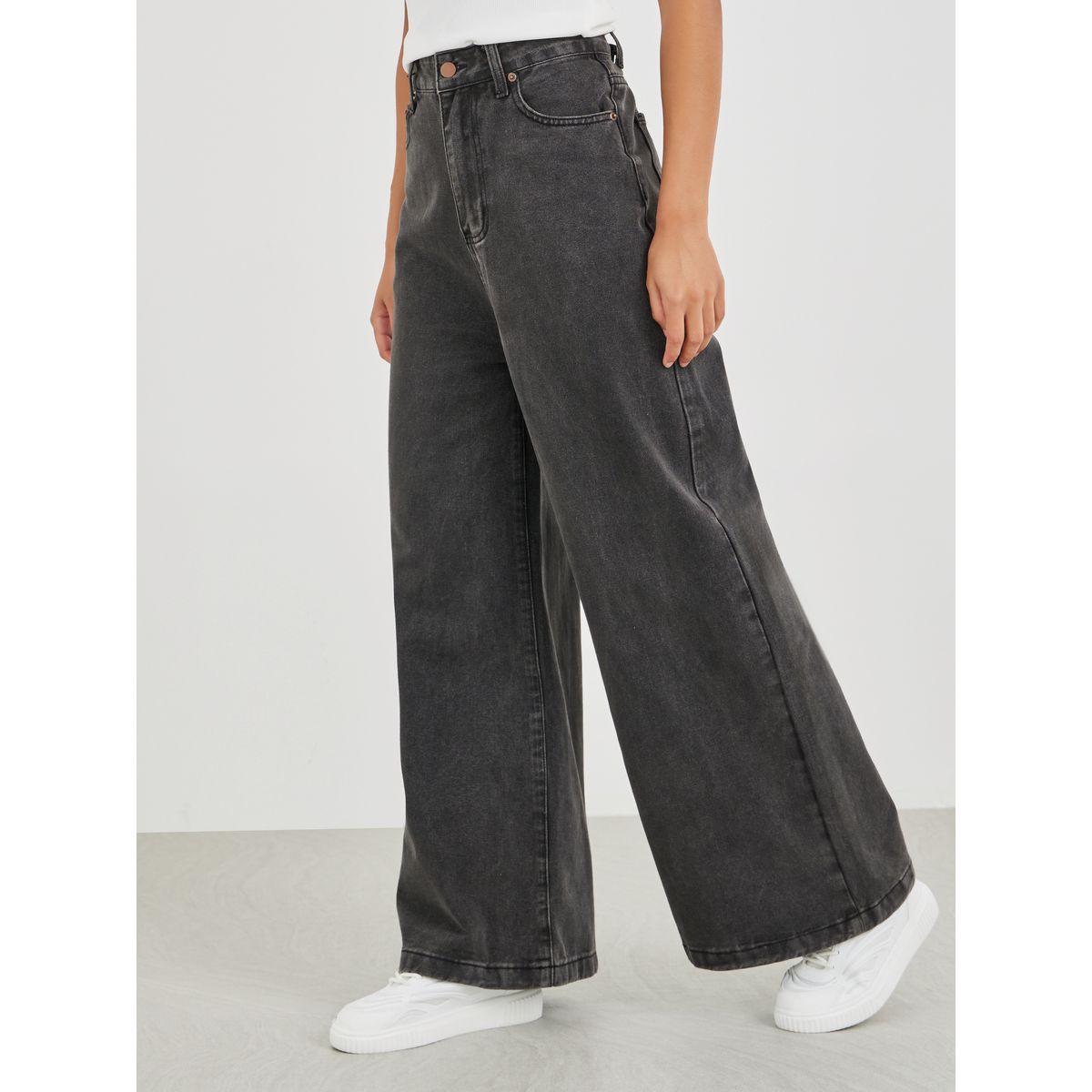 بنطال جينز بخصر متوسط وقصة أرجل واسعة-women-clothing-bottoms-jeans-image-2
