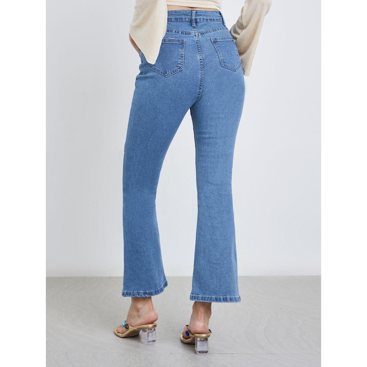 بنطال جينز بخصر متوسط وتفاصيل باهتة-women-clothing-bottoms-jeans-image-4