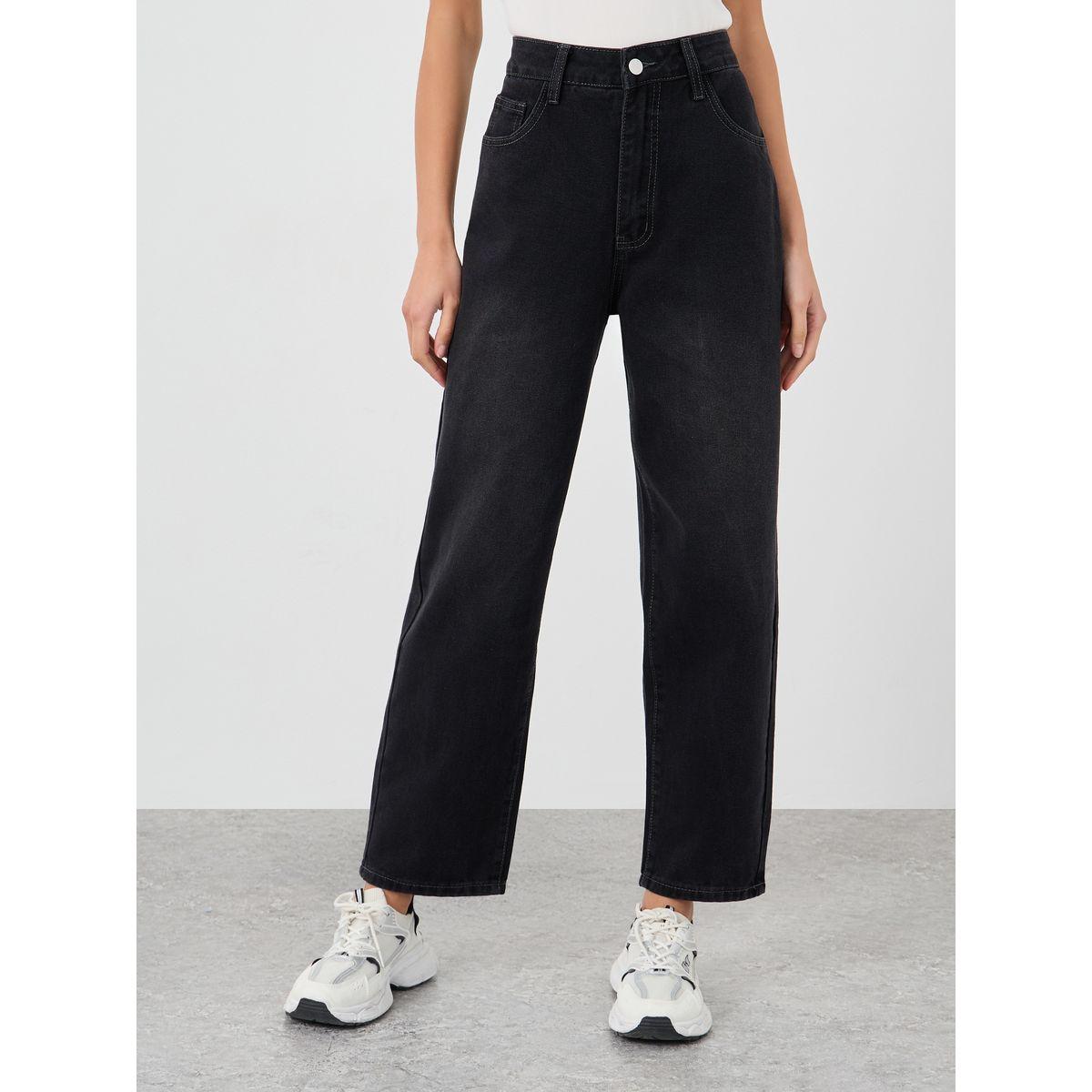 Styli Solid High Rise Tapered Fit Jeans-women-clothing-bottoms-jeans-image-2