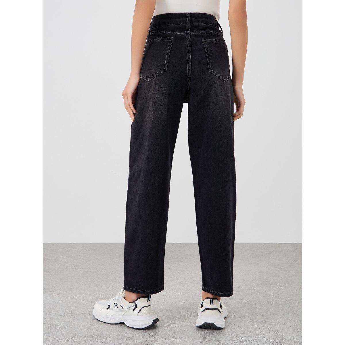 Styli Solid High Rise Tapered Fit Jeans-women-clothing-bottoms-jeans-image-4