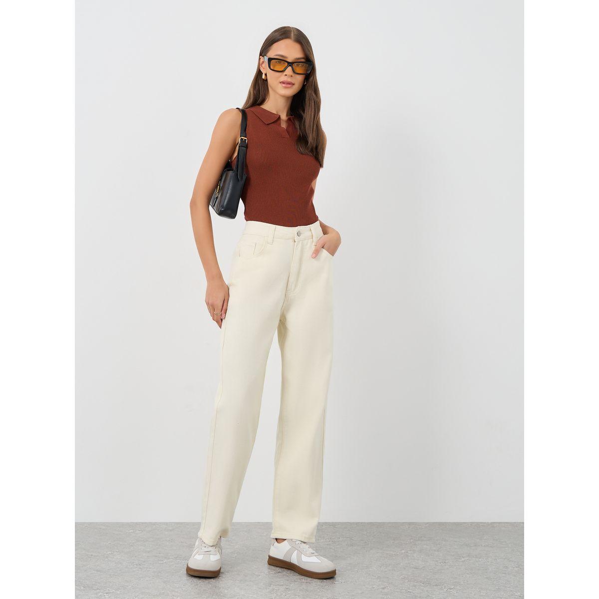Styli Solid High Rise Tapered Fit Jeans-women-clothing-bottoms-jeans-image-1
